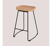 Tabouret Haut En Acier Et Bois D'orme Neicol Noir 65 Cm