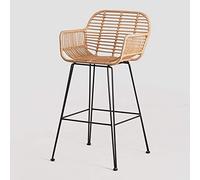 SKLUM Tabouret Haut en Rotin Synthétique Eska Noir ↑75 cm
