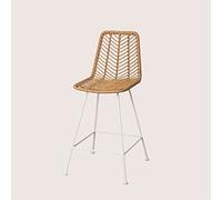 Tabouret Haut en Rotin Synthétique Gouda Naturel NATUREL Blanc ?65 cm