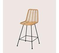 Tabouret Haut en Rotin Synthétique Gouda Naturel NATUREL Noir ?65 cm
