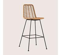 Tabouret Haut en Rotin Synthétique Gouda Naturel NATUREL Noir ?75 cm
