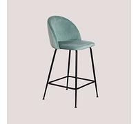 SKLUM Tabouret Haut en Velours Kana Design Noir ↑65 cm Vert Sapin