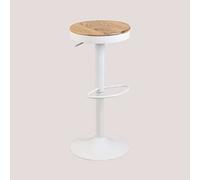 SKLUM Tabouret Haut Réglable en Acier et Bois d'Orme Bardder Blanc