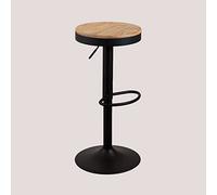 SKLUM Tabouret Haut Réglable en Acier et Bois d'Orme Bardder Noir