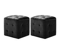SKM Pouf, Pouf Salon Design Carré Noir 30 x 30 x 30 cm en Tissu Velours