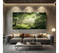 SKOEUI Impression Sur Toile Forêt Naturelle Tableau Moderne 50x100 cm Toile Decoration Murale Vert Clair Tableau Decoration Murale Salon Chambre Salle, Sans Cadre