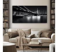 SKOEUI Tableau Decoration Murale Noir et BlancPaysage Urbain Impression Sur Toile ModernePont avec Cadre Tableau Peinture Abstrait pour Salon Cuisine Chambre Poster Décoratif Grande Taille 70x140 cm