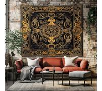 SKOEUI Viking Symbole Tapisserie Murale, Tenture Murale Celtique Nœud 150 x 130 cm Tenture Tapisserie Murale en Tissu pour Décoration de Chambre à Coucher, Art Mural, Décorations Murales