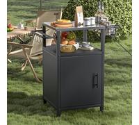 Skokliz Chariot de Barbecue, Table de Barbecue, Table d'appoint avec 2 roulettes, résistant aux intempéries, Multifonction, en Acier Inoxydable, pour Barbecue et Jardin