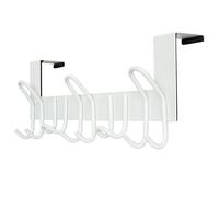 SKOLOO Crochets de porte - Pour portes jusqu'à 4,5 cm d'épaisseur, crochet de porte en métal avec 11 crochets, crochet de porte pour manteaux, chapeaux, serviettes, blanc
