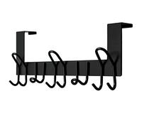 SKOLOO Crochets de porte - pour portes jusqu'à 4,5 cm d'épaisseur, crochet de porte en métal avec 11 crochets, crochet de porte pour manteaux, chapeaux, serviettes, noir