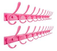SKOLOO Porte-manteau mural - 10 crochets, lot de 2, robuste, en acier inoxydable, crochet mural en métal, crochets de porte-manteau solides pour suspendre manteaux, vestes, vêtements, chapeaux, rose