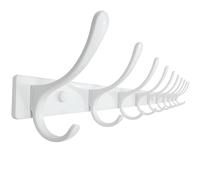 SKOLOO Porte-manteau mural - 10 crochets, très résistant, en acier inoxydable, crochets robustes pour suspendre manteau, veste, vêtements, chapeau, blanc