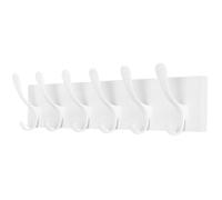SKOLOO Porte-manteau mural en bois blanc avec 6 crochets pour manteaux, chapeaux, vêtements et écharpes Blanc