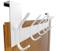 SKOLOO Porte-manteaux avec 6 crochets, crochet de porte à suspendre sans perçage, crochet de porte pour la cuisine, la salle de bain, le salon et le couloir, blanc