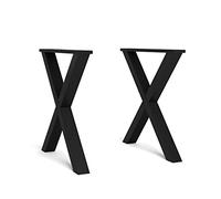 Support - Pieds - Chevalet - en Forme de X - Pieds de table en bois massif - Salon - Salle à manger - Bureau - Laqué Noir - 72x72cm Noir G