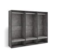Skraut Home | Armoire Vestiaire Ouvert | Armoire de Rangement Ouverte | 180x145x35 cm | Chambre à Coucher, pièce | Vêtement, Dressing | Style Moderne | Ciment