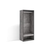 Skraut Home | Armoire Vestiaire Ouvert | Armoire de Rangement Ouverte | 60x145x35 cm | Chambre à Coucher, pièce | Vêtement, Dressing | Style Moderne | Ciment
