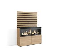 Skraut Home | Buffet, Bahut | Meuble de Rangement | 107x145x35 cm | Chambre à Coucher, pièce | Cheminée électrique XXL | Style Moderne | Chêne