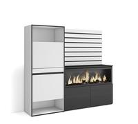 Skraut Home | Buffet, Bahut | Meuble de Rangement | 167x145x35 cm | Chambre à Coucher, pièce | Cheminée électrique XXL | Meuble à Chaussures | Style Moderne | Blanc