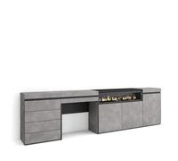 Skraut Home | Buffet, Bahut | Meuble de Rangement | 277x75x35 cm | Chambre à Coucher, pièce | Cheminée électrique | Commode, Buffet | Coiffeuse | Style Moderne | Ciment