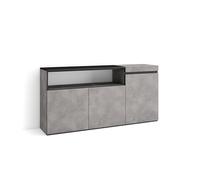 Skraut Home | Buffet Salon et Cuisine | Meuble de Rangement, Commode | 150x75x35cm | 3 Portes | Meuble Chaussure | Style Moderne | Ciment
