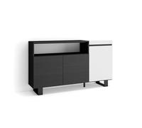 Skraut Home | Buffet Salon et Cuisine | Meuble de Rangement, Commode | 150x87x35cm | 3 Portes | Design Industriel | Style Moderne | Blanc et Noir