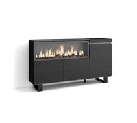 Skraut Home | Buffet Salon et Cuisine | Meuble de Rangement, Commode | 160 | 3 Portes | Cheminée électrique XXL | Design Industriel | Style Moderne | Noir