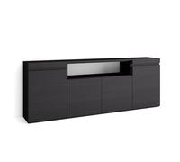 Skraut Home | Buffet Salon et Cuisine | Meuble de Rangement, Commode | 200x75x35cm | 4 Portes | Meuble Chaussure | Style Moderne | Noirs