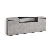 Skraut Home | Buffet Salon et Cuisine | Meuble de Rangement, Commode | 200x75x35cm | 4 Portes | Meuble Chaussure | Style Moderne | Ciment