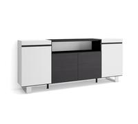 Skraut Home | Buffet Salon et Cuisine | Meuble de Rangement, Commode | 200x87x35cm | 4 Portes | Design Industriel | Style Moderne | Blanc et Noir