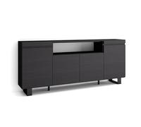 Skraut Home | Buffet Salon et Cuisine | Meuble de Rangement, Commode | 200x87x35cm | 4 Portes | Design Industriel | Style Moderne | Noirs