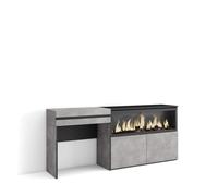 Skraut Home | Coiffeuse | Table Maquillage, Rangement | 177x75x35 cm | avec tiroir | Cheminée électrique XXL | Style Moderne | Ciment