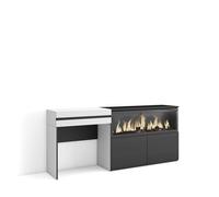 Skraut Home | Coiffeuse | Table Maquillage, Rangement | 177x75x35 cm | avec tiroir | Cheminée électrique XXL | Style Moderne | Blanc