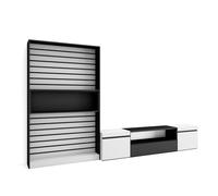 Skraut Home | Ensemble Meuble TV | Meuble Salon Complet | 310x186x35cm | pour Les TV jusqu'à 80" | Salon Complet | Style Moderne | Blanc et Noir