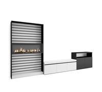 Skraut Home | Ensemble Meuble TV | Meuble Salon Complet | 360x186x35cm | pour Les TV jusqu'à 65" | Cheminée électrique | Style Moderne | Blanc et Noir