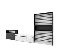 Skraut Home | Ensemble Meuble TV | Meuble Salon Complet | 360x186x35cm | pour Les TV jusqu'à 65" | Salon Complet | Style Moderne | Blanc et Noir