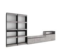 Skraut Home | Ensemble Meuble TV | Meuble Salon Complet | 370x186x35cm | pour Les TV jusqu'à 65" | Salon Complet | Style Moderne | Ciment