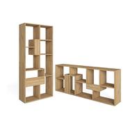 Skraut Home | Étagère Bibliothèque | Étagère de Rangement | 162x67x31cm | Salon, Bureau | Style Moderne | Chêne