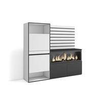 Skraut Home | Meuble à Chaussures | Meuble Rangement Chaussures | 167x145x35 cm | Chambre à Coucher, pièce | Cheminée électrique XXL | Panneaux Muraux en Bois | Style Moderne | Blanc