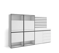 Skraut Home | Meuble à Chaussures | Meuble Rangement Chaussures | 227x145x35 cm | Chambre à Coucher, pièce | Commode, Buffet | Panneaux Muraux en Bois | Style Moderne | Blanc