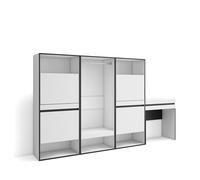 Skraut Home | Meuble à Chaussures | Meuble Rangement Chaussures | 250x145x35 cm | Chambre à Coucher, pièce | Vestiaire Ouvert | Coiffeuse | Style Moderne | Blanc