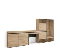 Skraut Home | Meuble à Chaussures | Meuble Rangement Chaussures | 297x145x35 cm | Chambre à Coucher, pièce | Vestiaire Ouvert | Commode, Buffet | Coiffeuse | Style Moderne | Chêne