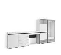 Skraut Home | Meuble à Chaussures | Meuble Rangement Chaussures | 297x145x35 cm | Chambre à Coucher, pièce | Vestiaire Ouvert | Commode, Buffet | Coiffeuse | Style Moderne | Blanc