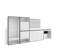 Skraut Home | Meuble à Chaussures | Meuble Rangement Chaussures | 297x145x35 cm | Chambre à Coucher | Vestiaire Ouvert | Commode, Buffet | Panneaux Muraux en Bois | Coiffeuse | Style Moderne | Blanc