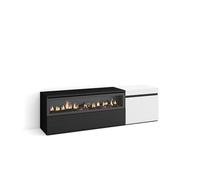 Skraut Home | Meuble TV | Banc Télé | Grand Espace de Rangement | 150x45x35cm | pour Les TV jusqu'à 65" | Cheminée électrique | Style Moderne | Blanc et Noir