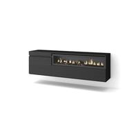 Skraut Home | Meuble TV | Banc Télé | Grand Espace de Rangement | 150x45x35cm | pour Les TV jusqu'à 65" | Cheminée électrique | Suspendu, Mural | Style Moderne | Noirs