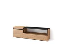 Skraut Home | Meuble TV | Banc Télé | Grand Espace de Rangement | 150x45x35cm | pour Les TV jusqu'à 65" | Meubles de Salon | Style Moderne | Chêne et Noir