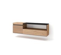 Skraut Home | Meuble TV | Banc Télé | Grand Espace de Rangement | 150x45x35cm | pour Les TV jusqu'à 65" | Suspendu, Mural | Style Moderne | Chêne