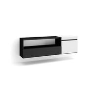 Skraut Home | Meuble TV | Banc Télé | Grand Espace de Rangement | 150x45x35cm | pour Les TV jusqu'à 65" | Suspendu, Mural | Style Moderne | Blanc et Noir